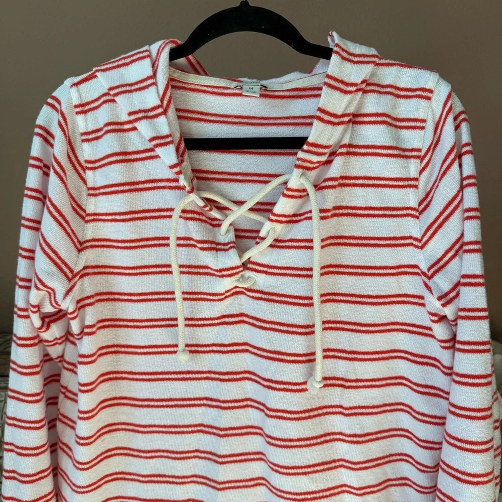 J. Crew Red and White Striped Hoody and Shorts Set - Picture 4 of 9